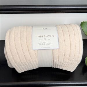 Threshold Studio McGee cream throw blanket 50x60 casual mixed rib cozy décor
